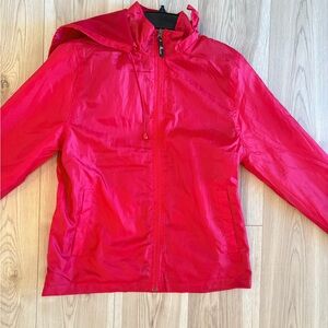 Red Hooded Windbreaker Jacket, Size medium